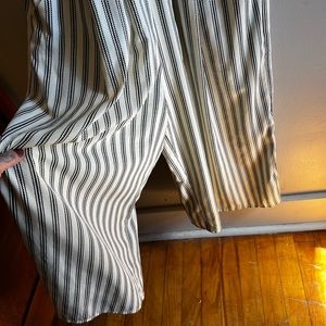 Classy off white and black striped romper.